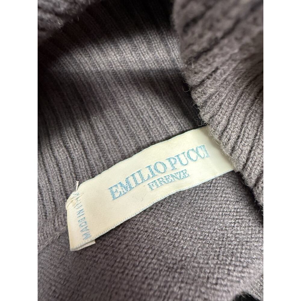 Emilio Pucci Gray Turtleneck Sweater Wool Cashmere Knit Italy Size 10 - Picture 6 of 8